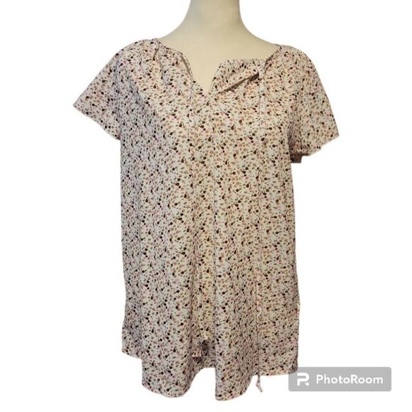 SimpleFun Women's Boho Tops Floral V Neck Short Sleeve  Blouse Shirts Size Mediu - Picture 1 of 7